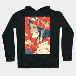 Beautiful girl wearing a red hat on a hot day Hoodie